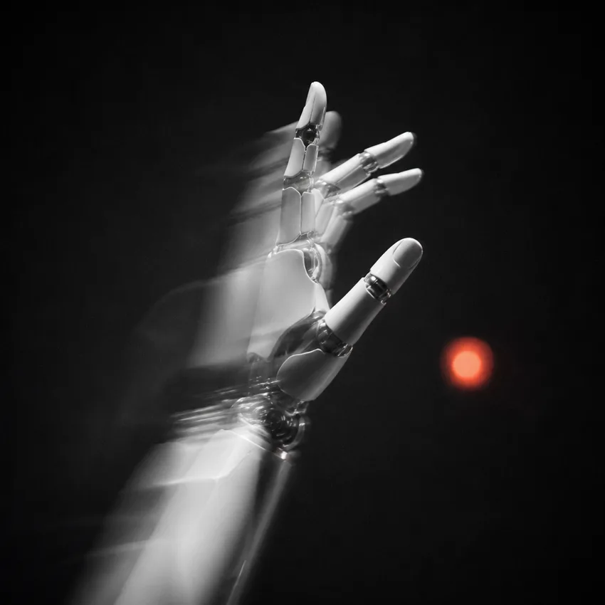 Robotic hand in motion — abstract art