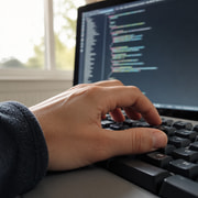 Writing code at a keyboard